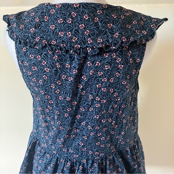 Aritzia Wilfred Blue Cotton Floral Rose Ruffle Mini Selma Dress size Small - Picture 6 of 8